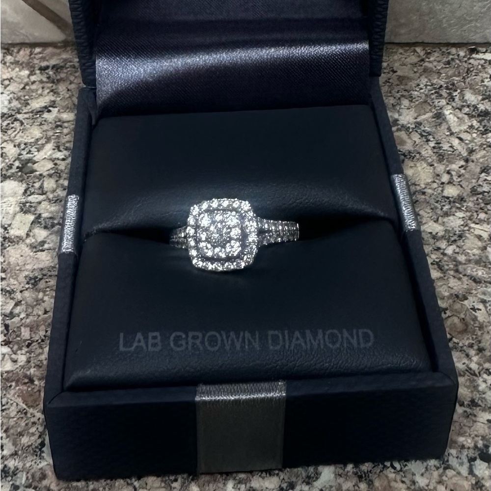 Elegant Silver Lab Grown Diamond Ring